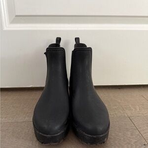 Jeffrey Campbell Womens Matte Black Chunky Platform Chelsea Rain Boot